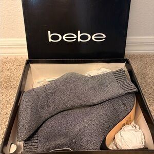 Bebe Charcoal Knit Ankle Boots
